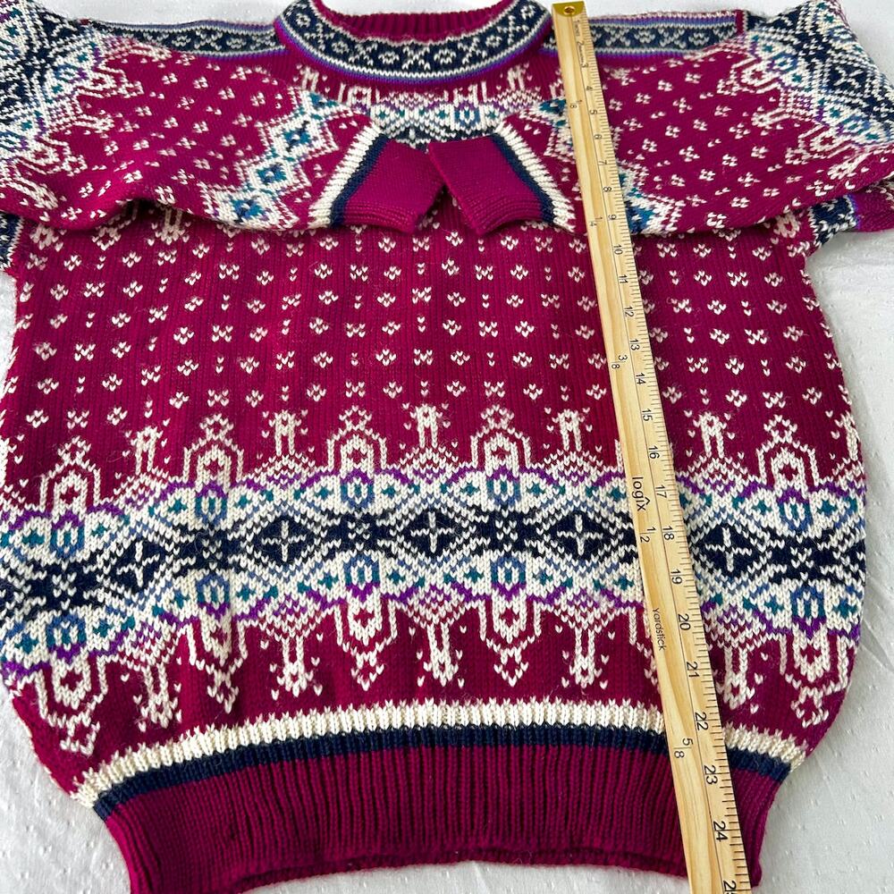 Vintage Dale of Norway Pure New Wool Nordic Fair Isle Chunky Sweater Ski Lodge - Picture 9 of 10